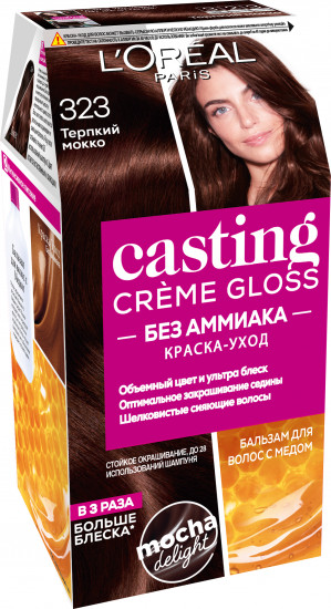 Краска-уход для волос стойкая «Casting Creme Gloss» без аммиака, оттенок 323 Черный шоколад