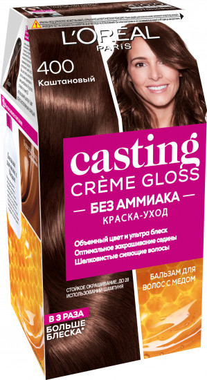 Краска-уход для волос стойкая «Casting Creme Gloss» без аммиака, оттенок 400 Каштан