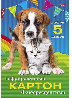 Картон цветной гофрированный флюоресцентный, 5 цветов