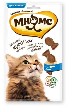 Лакомые кусочки для кошек в форме рыбок со вкусом лосося (35 г)
