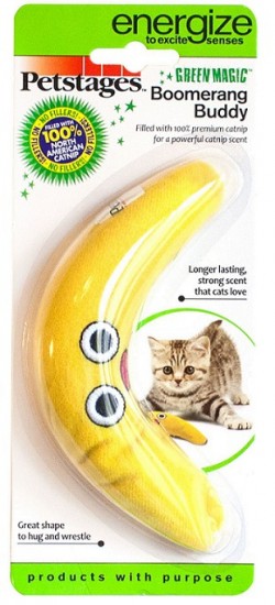 Игрушка для кошек «Желтый бумеранг» с кошачьей мятой