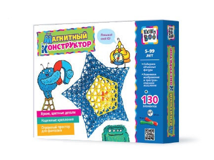 Магнитный конструктор, 130 деталей, 2 типа элементов