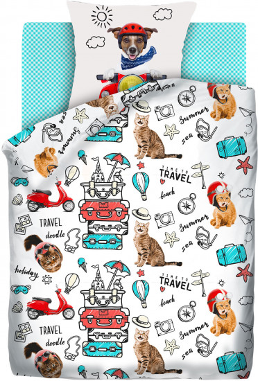 Комплект постельного белья «Funny cats» (1,5-спальный, поплин, наволочка 70×70)