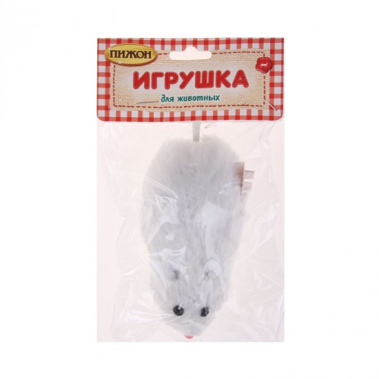 Мышь заводная меховая, 12 см, белая