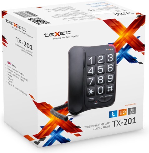 Телефон проводной Texet TX-201