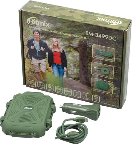 Аккумулятор внешний + зарядное устройство автомобильное Ritmix RM-3499DC