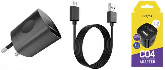Зарядное устройство Dotfes C04 с кабелем Micro USB