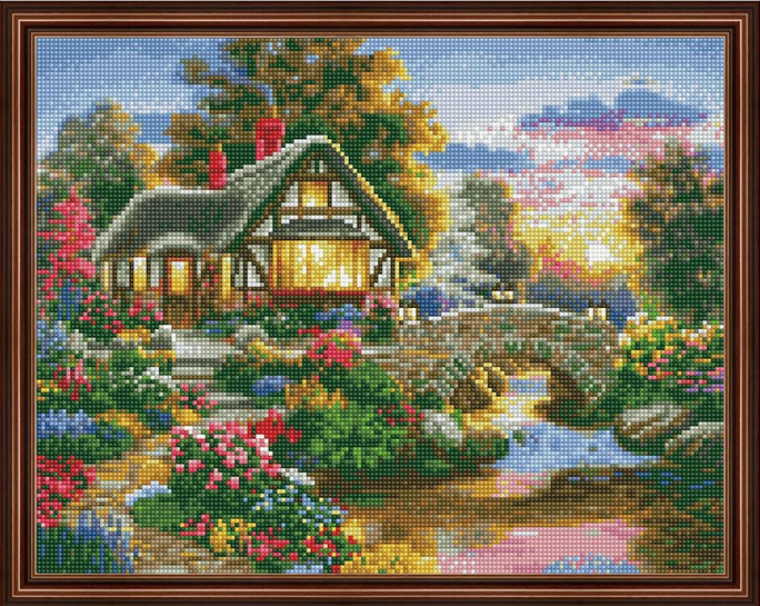 Мозаика алмазная «Домик с каменным мостиком» — Paintboy — Купить за 9 769